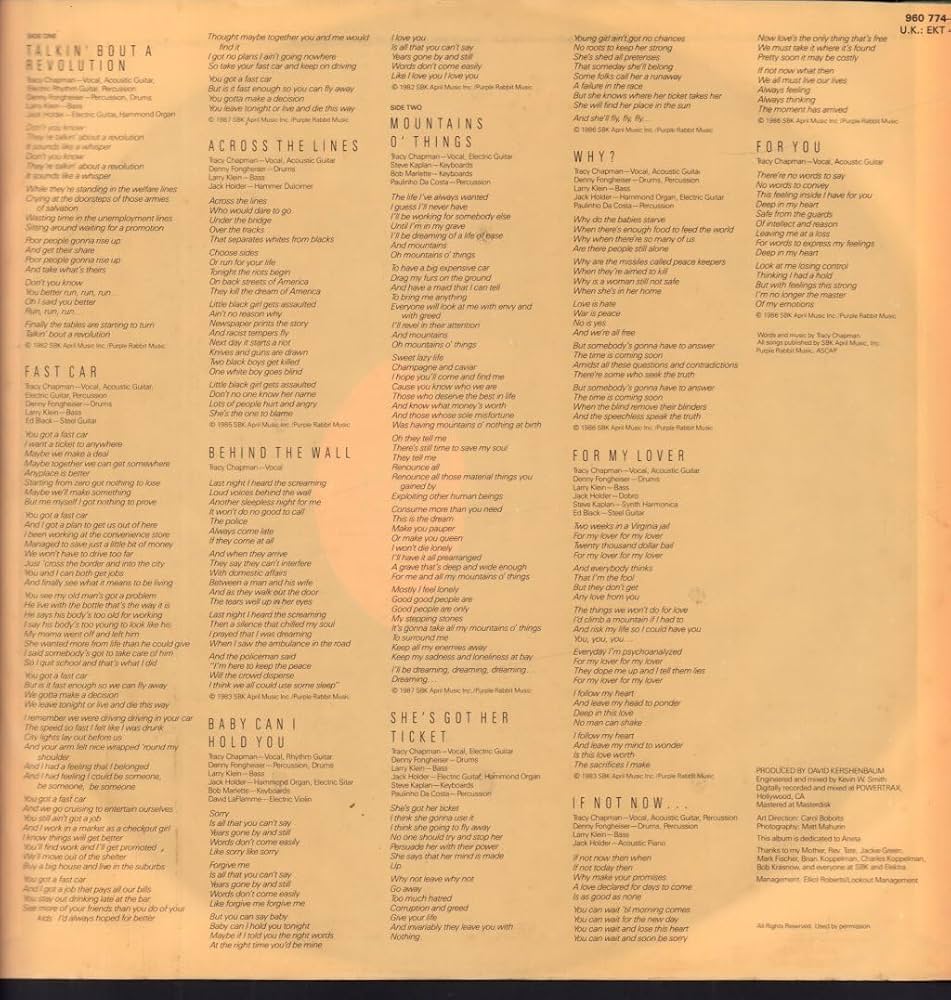 アルゼンチンLP Tracy Chapman Tracy Chapman 075596077415 Plaza Independencia  /00260 Tracy Chapman – Tracy Chapman – Vinyl (LP, Album), 1988